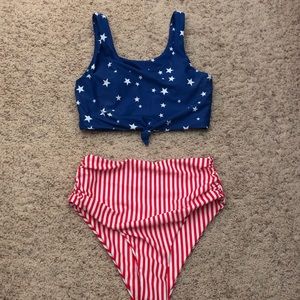2 piece high waisted swim suit, worn once.